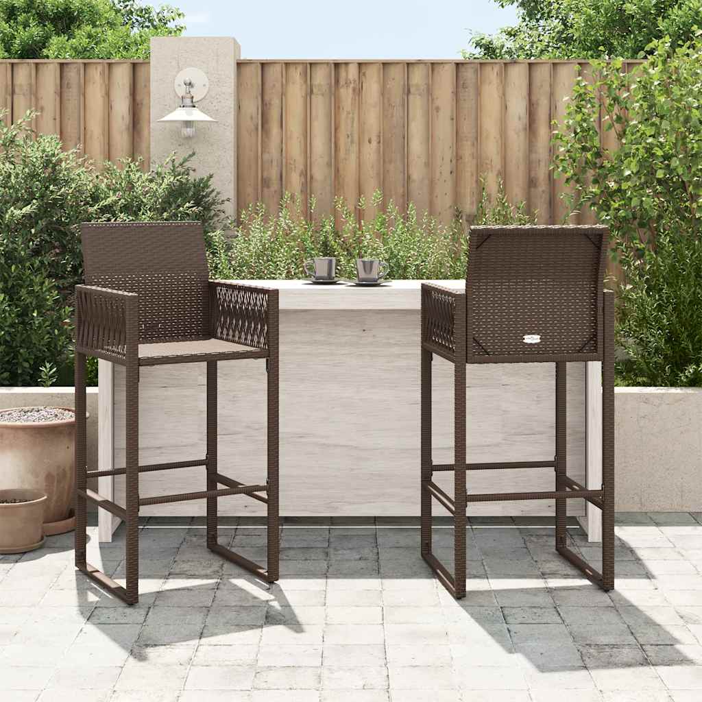 Garden Bar Stools 2 pcs Brown Poly Rattan